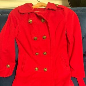 Stylish Red Double-Breasted Coat